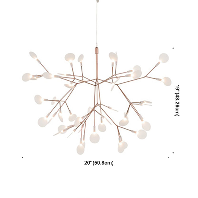 Metal White Chandelier Nordic Style Fireflies Chandelier Lamp for Living Room