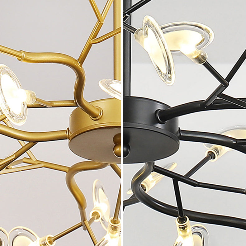 Metal Branch Shape Chandelier Nordic Style Fireflies Chandelier Lamp for Living Room