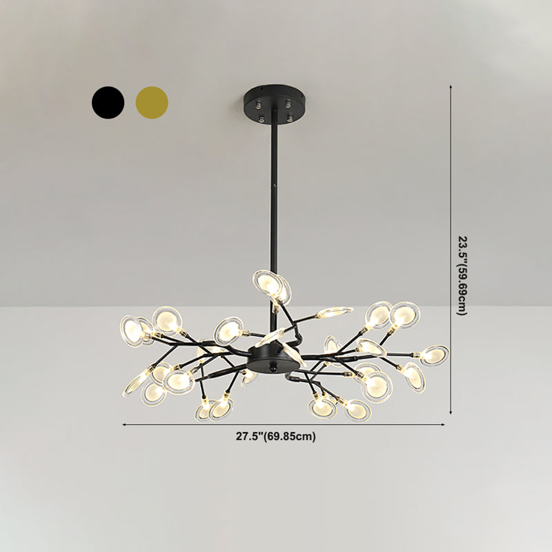 Metal Branch Shape Chandelier Nordic Style Fireflies Chandelier Lamp for Living Room