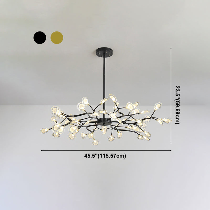 Metal Branch Shape Chandelier Nordic Style Fireflies Chandelier Lamp for Living Room