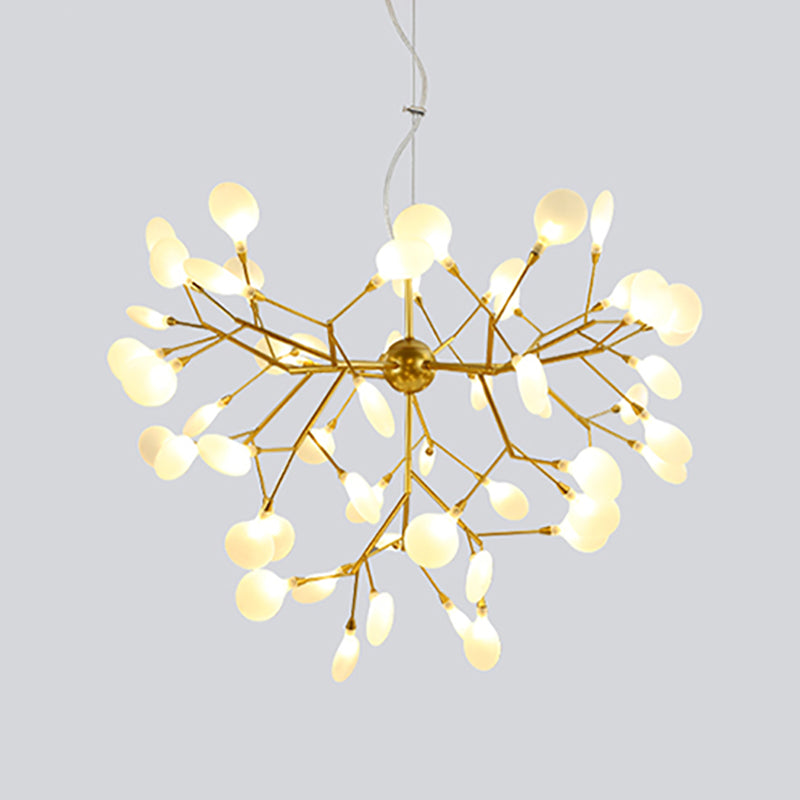 Branch Shape Chandelier Modern Fireflies Chandelier Lamp in Gold for Living Room
