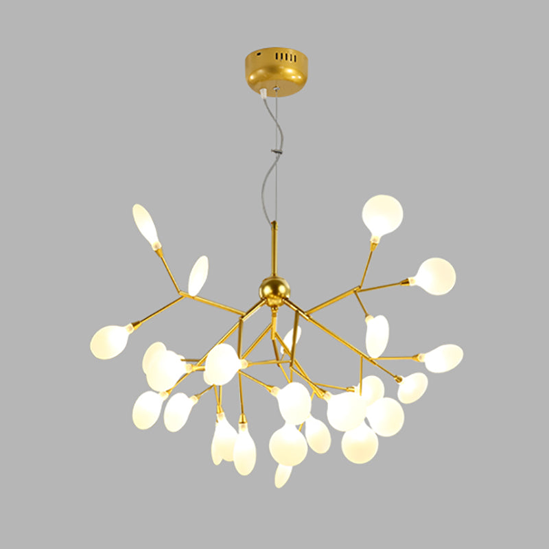 Branch Shape Chandelier Modern Fireflies Chandelier Lamp in Gold for Living Room
