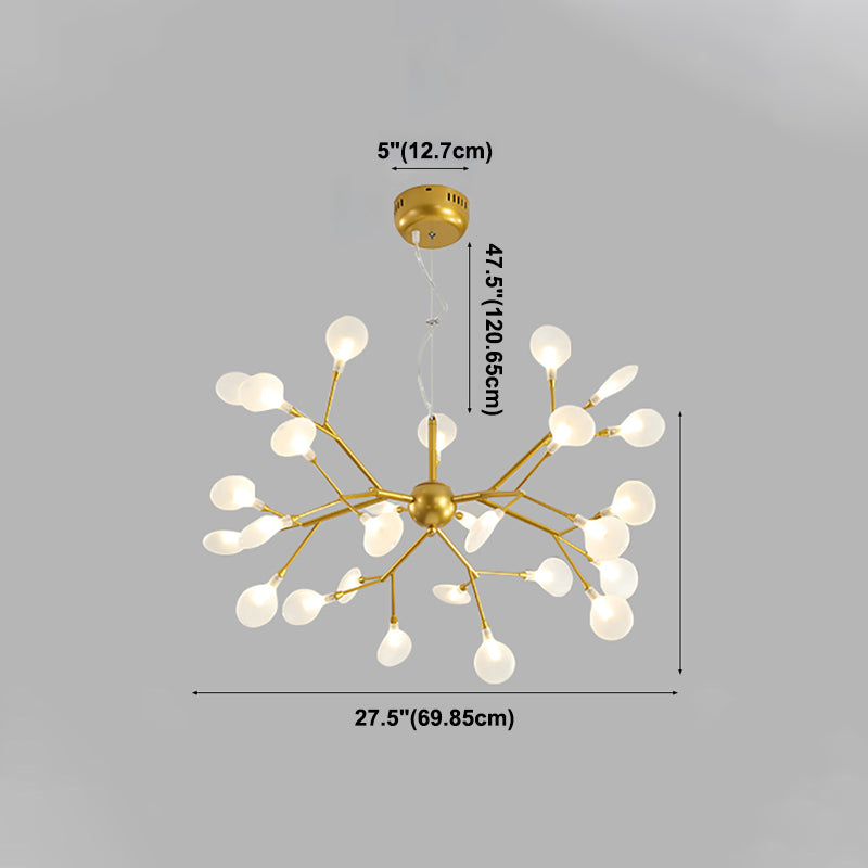 Branch Shape Chandelier Modern Fireflies Chandelier Lamp in Gold for Living Room