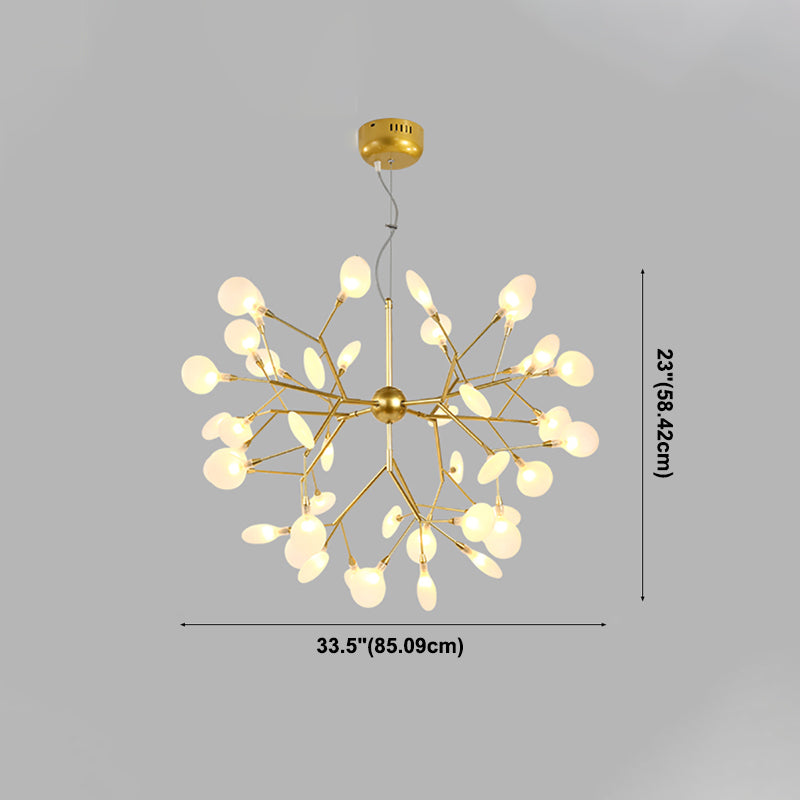 Branch Shape Chandelier Modern Fireflies Chandelier Lamp in Gold for Living Room