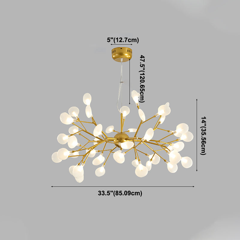 Branch Shape Chandelier Modern Fireflies Chandelier Lamp in Gold for Living Room