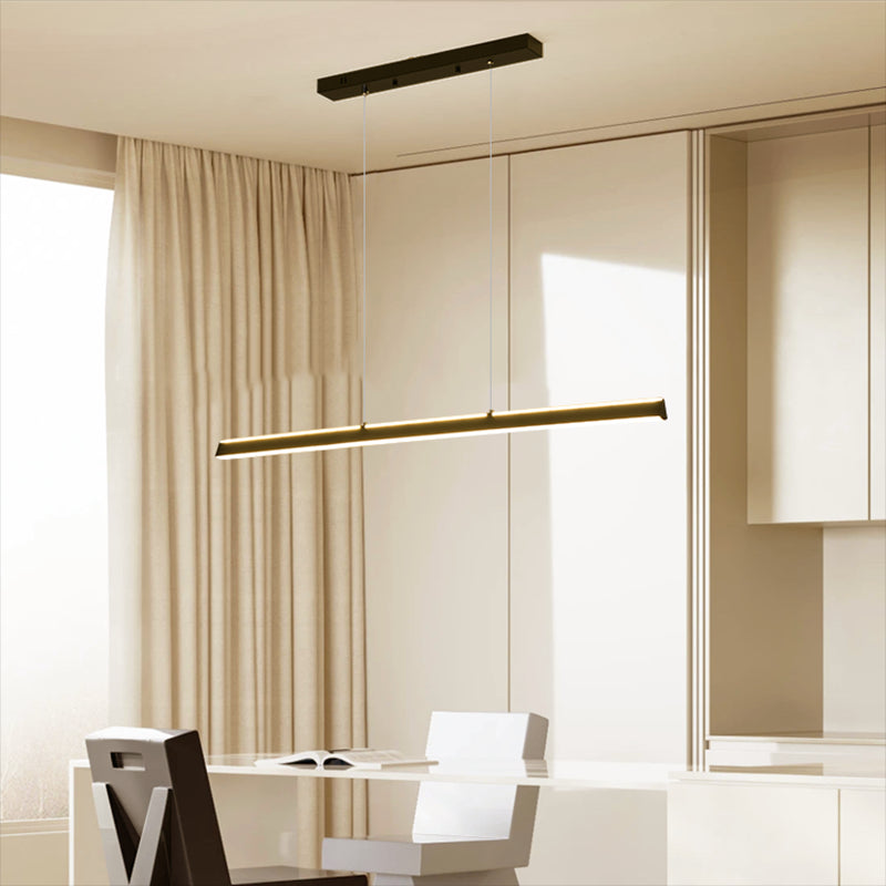 Nordic Simple Island Light Fixture Modern Long Strip LED Pendant Light for Dining Room