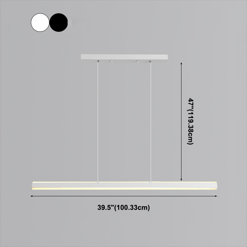 Nordic Simple Island Light Fixture Modern Long Strip LED Pendant Light for Dining Room