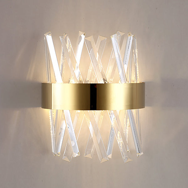 Lámpara de luz de apliques de cristal posmodernos de 2 cabezas de pared para sala de estar de dormitorio