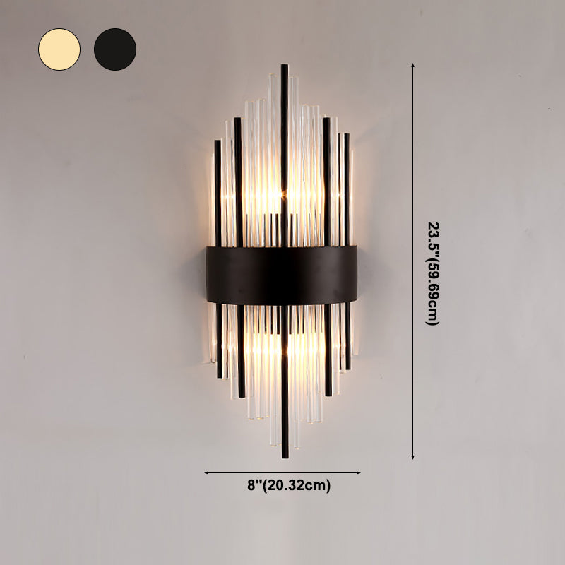 Lámpara de luz de apliques de cristal posmodernos de 2 cabezas de pared para sala de estar de dormitorio