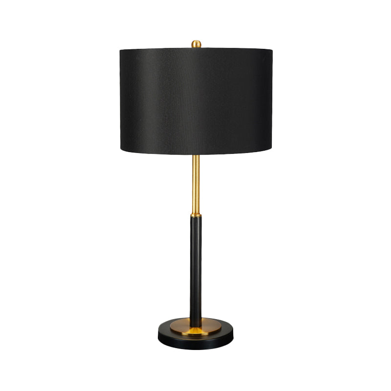 Lámpara de mesa nocturna de tela de tambor de lujo 1 Bulbo Night -Stand Light para sala de estar