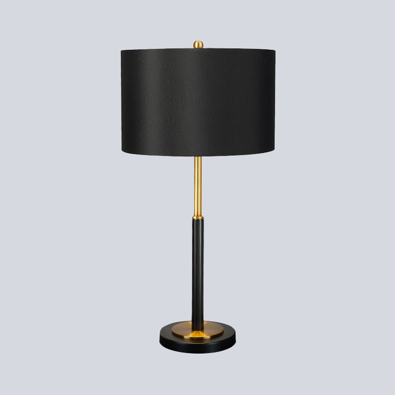 Lámpara de mesa nocturna de tela de tambor de lujo 1 Bulbo Night -Stand Light para sala de estar