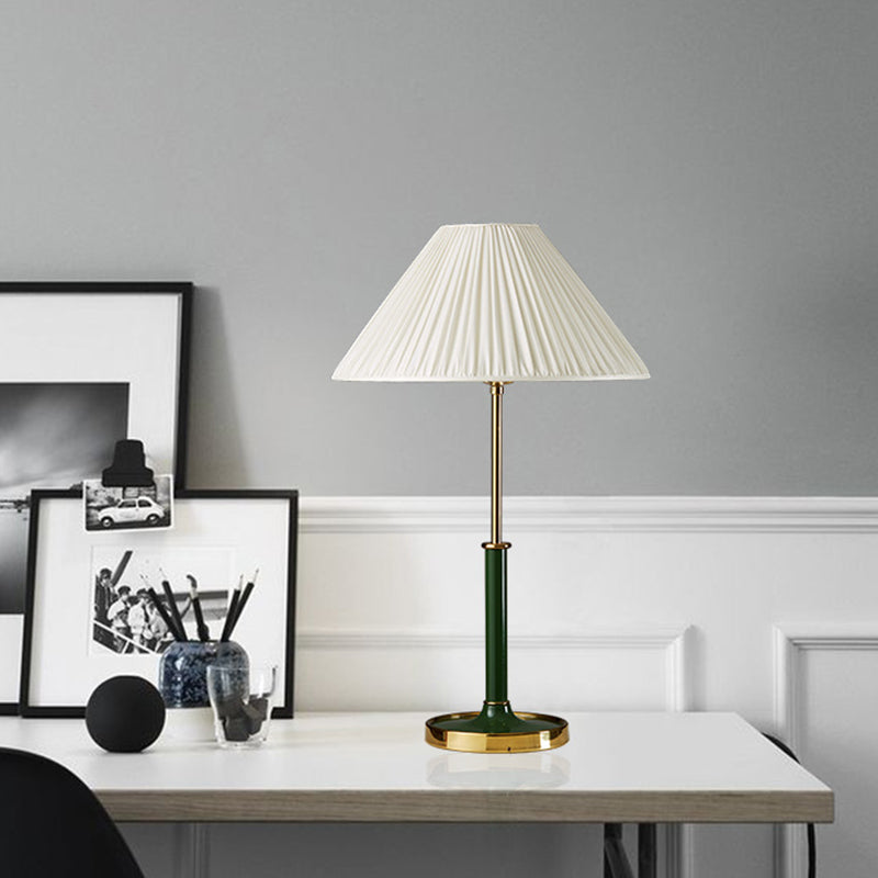 Abat-jour Empire en métal, éclairage de Table moderne, 1 lumière, lampe de nuit en tissu blanc pour salon
