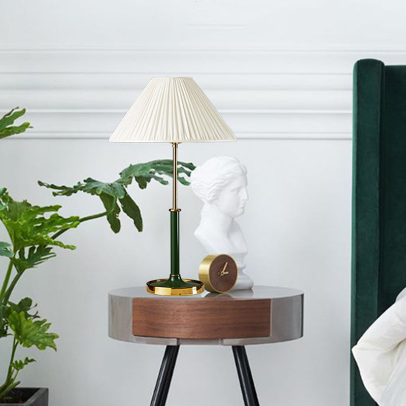 Abat-jour Empire en métal, éclairage de Table moderne, 1 lumière, lampe de nuit en tissu blanc pour salon