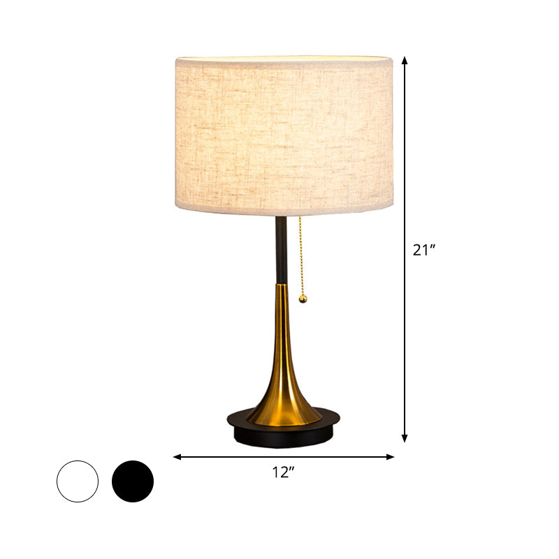 Trommelavondtafellamp Modern Metal 1 kop zwart/grijs nachtkastje verlichting met trekketting voor woonkamer
