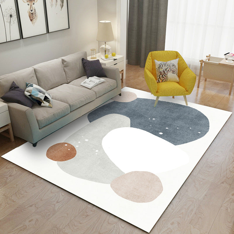 Brown Abstract Line Rug Polyester Modern Area Rug Non-Slip Backing Rug for Living Room