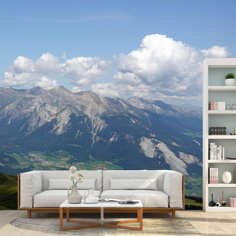 Horizontal Photography Mountain Mural Environment Friendly Wallpaper for Room