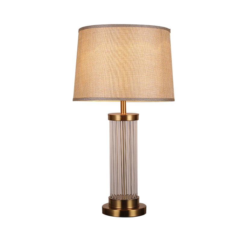 1 lampe de vie de salon de tête Lumière de lecture en or moderne avec une nuance de tissu de baril