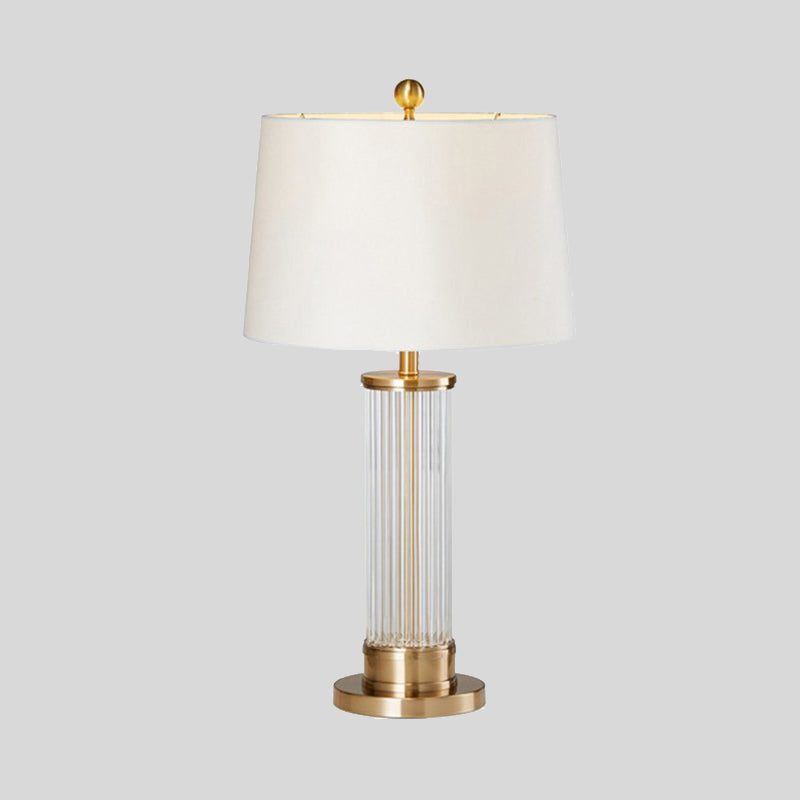 Modernist Cylindrical Task Lighting Beveled Crystal 1 Bulb Small Desk Lamp in Gold