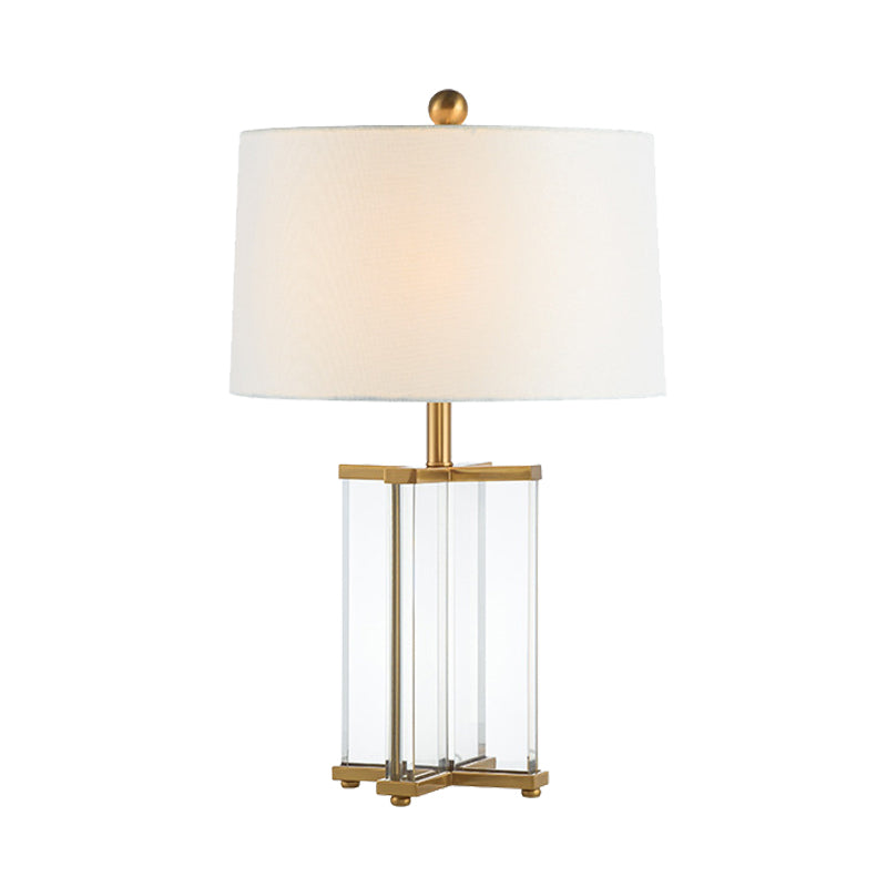 Tapered Drum Nightstand Lamp Modernism Fabric 1 Head Reading Book Light in Gold