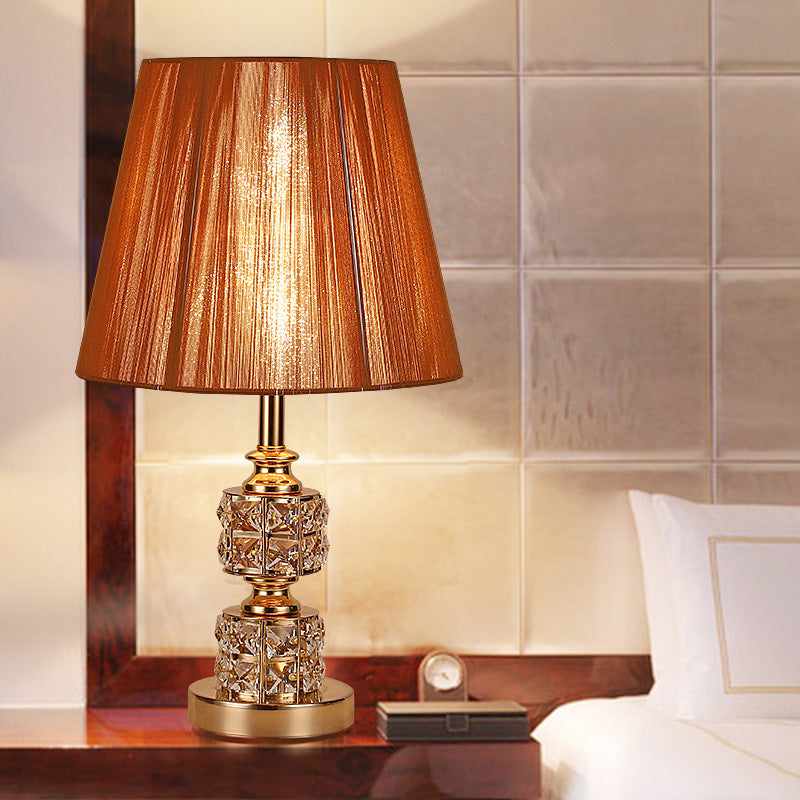 Tarea de cristal de sombra cónica Tarea de tela modernista 1 cabezal de oro lámpara de escritorio pequeño