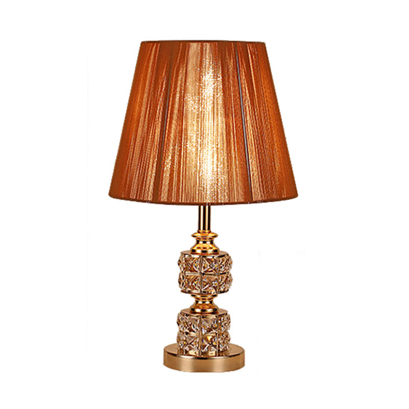 Tarea de cristal de sombra cónica Tarea de tela modernista 1 cabezal de oro lámpara de escritorio pequeño