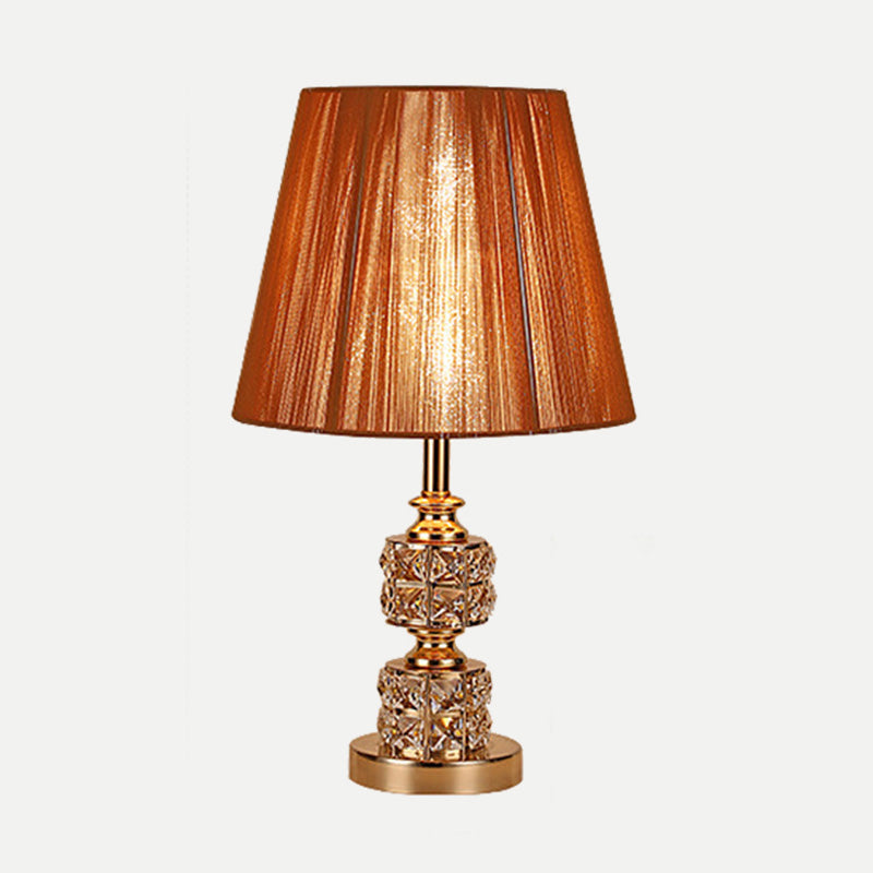 Tarea de cristal de sombra cónica Tarea de tela modernista 1 cabezal de oro lámpara de escritorio pequeño