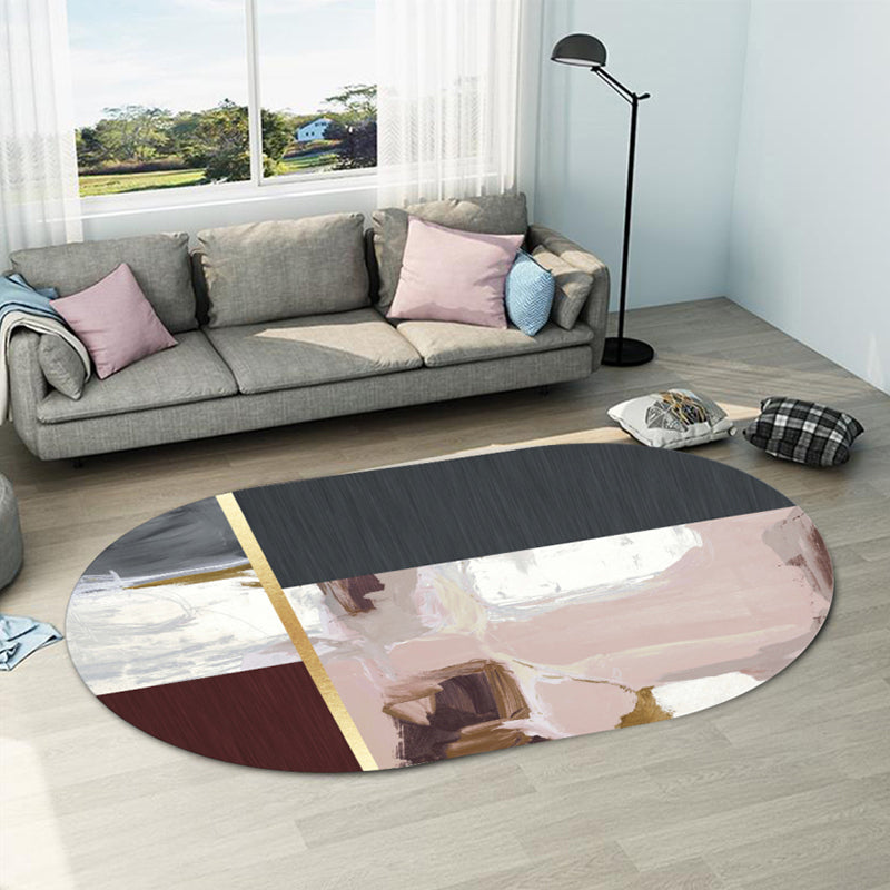 Fancy Modern Area Rug Geometric Pattern Polyester Area Carpet Stain Resistant Rug for Home Decor