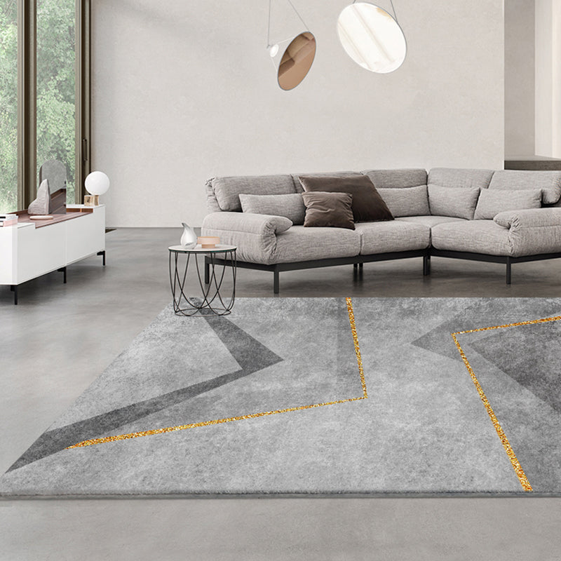 Black Modern Rug Blended Striped Rug Non-Slip Backing Rug for Home Decor