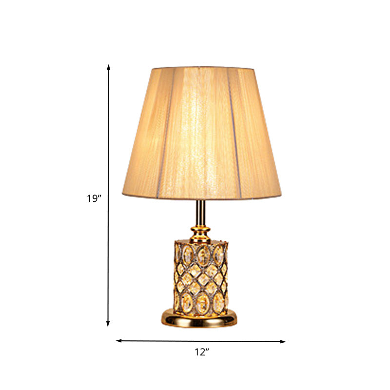 Zeitgenössischer Zylinder Lesen lichtfacettiert Kristall 1 Glühbirnen Nachttischlampe in Gold