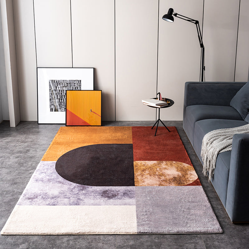 Reddish Brown Graphic Carpet Blending Modern Carpet Washable Carpet for Home Decor