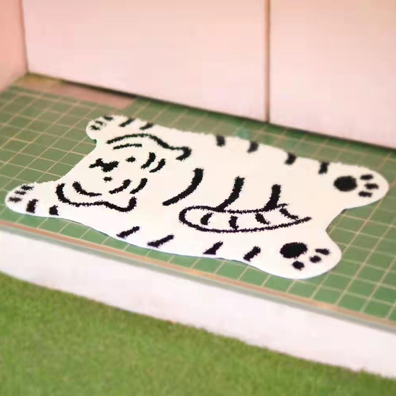 Basto tappeto in poliestere per tappeti per interni lavabili area di tigre adorabile con supporto anti-slip