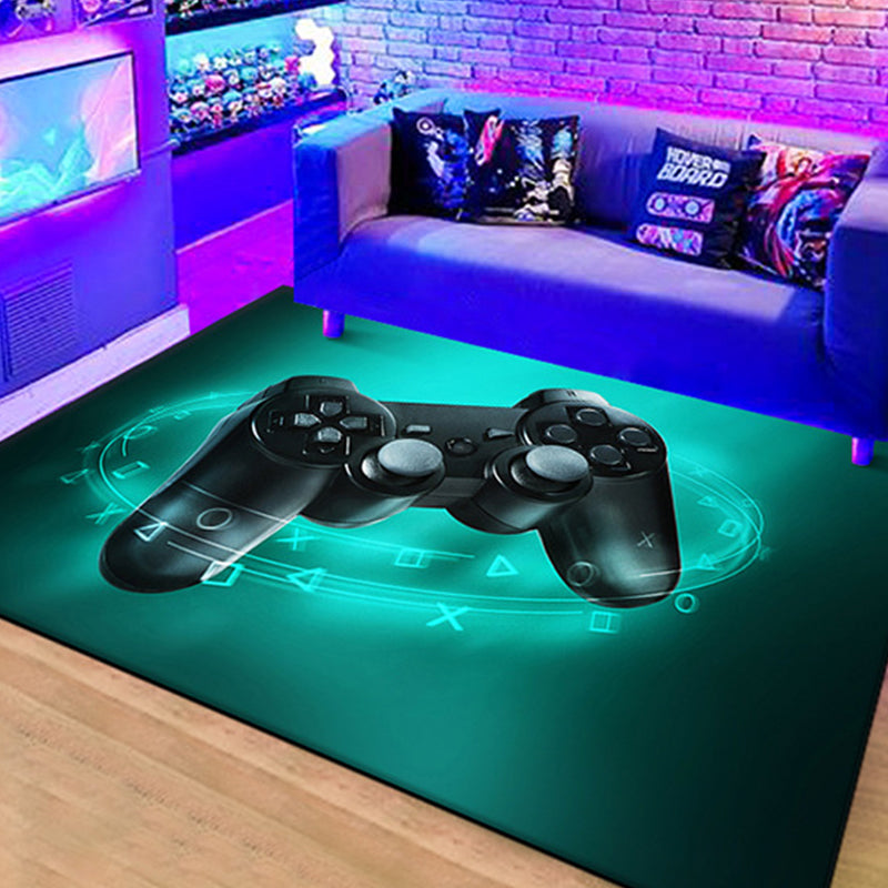 Gray Game Controllers Rug Polyester Modern Rug Washable Rug for Home Decor