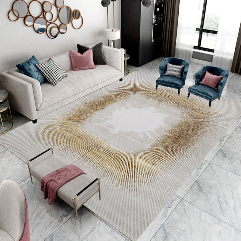 Gold Modern Area Carpet Polypropylene Graphic Carpet Washable Carpet for Living Room