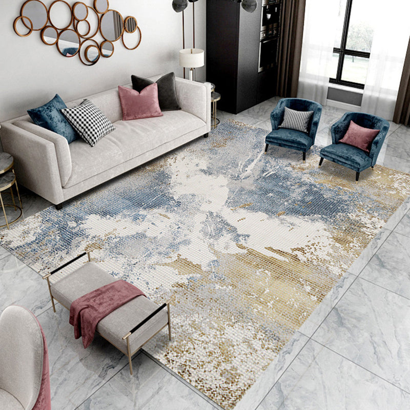 Gold Modern Area Carpet Polypropylene Graphic Carpet Washable Carpet for Living Room