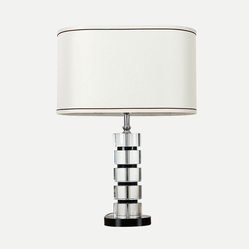 Langwerpige kristal taakverlichting eigentijdse stof 1 lamp nachttafellamp in wit