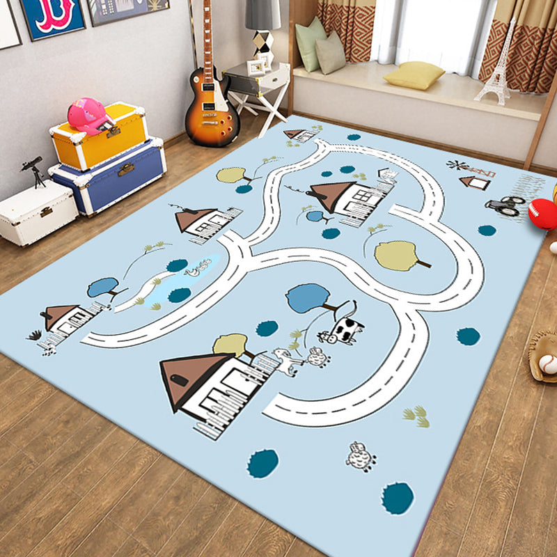 White Building Rug Polyester Modern Rug Non-Slip Backing Rug for Home Decor
