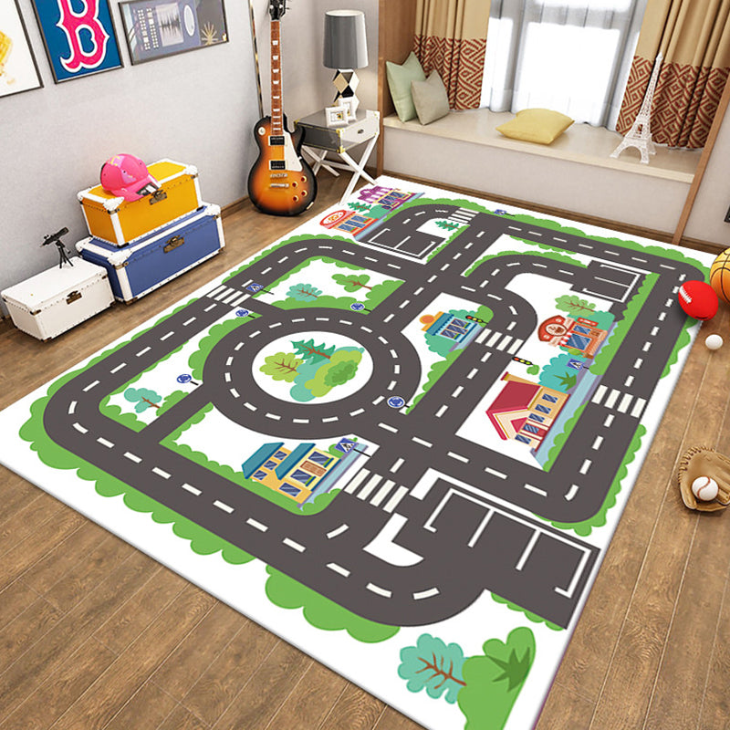 White Building Rug Polyester Modern Rug Non-Slip Backing Rug for Home Decor