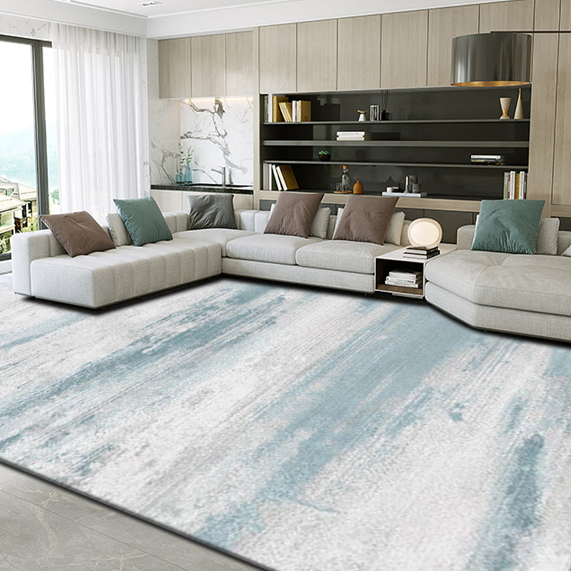 White Modern Carpet Polyester Abstract Pattern Carpet Washable Carpet for Home Decor