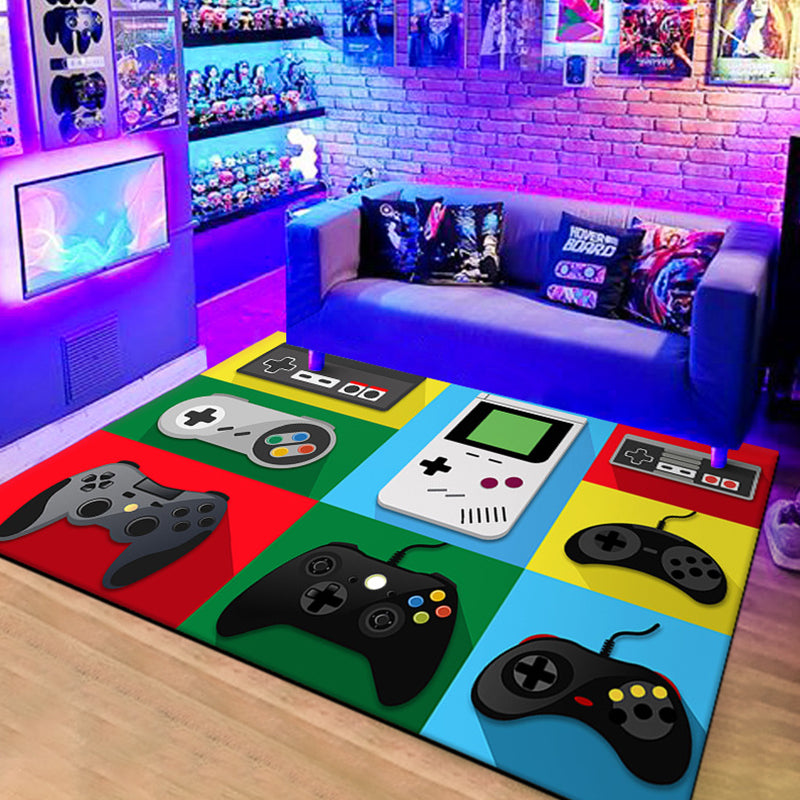 Calming Game Controller Print Rug Polyester Carpet Stain Resistant Area Rug for Living Room