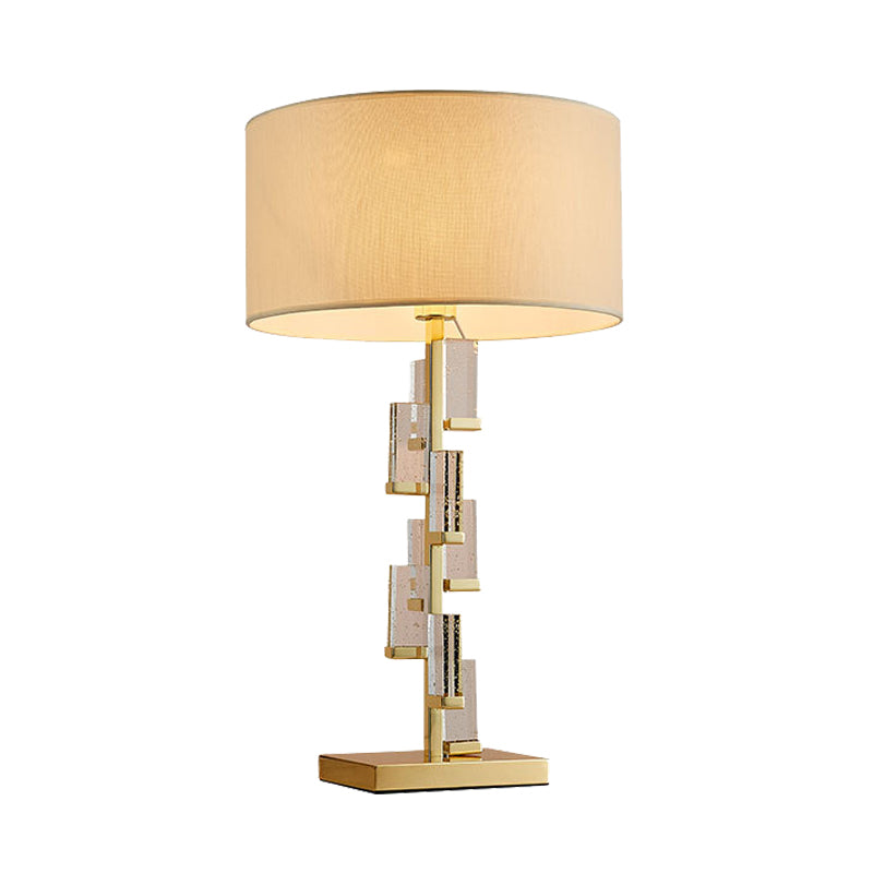 1 koplamp met de bureaulamp Modernist Gouden taakverlichting met cilinderstofschaduw