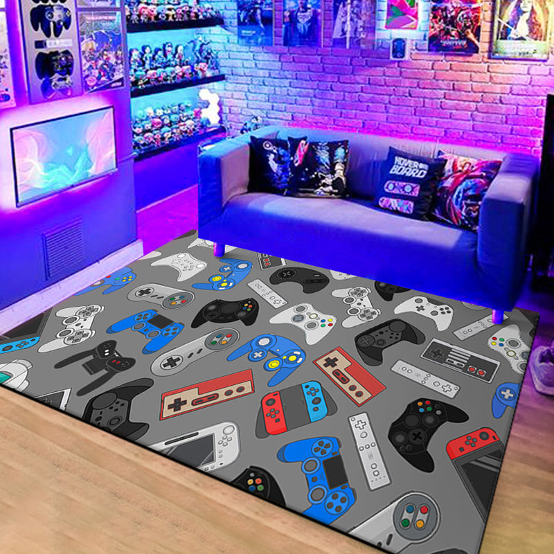 Calming Game Controller Print Rug Polyester Carpet Stain Resistant Area Rug for Living Room
