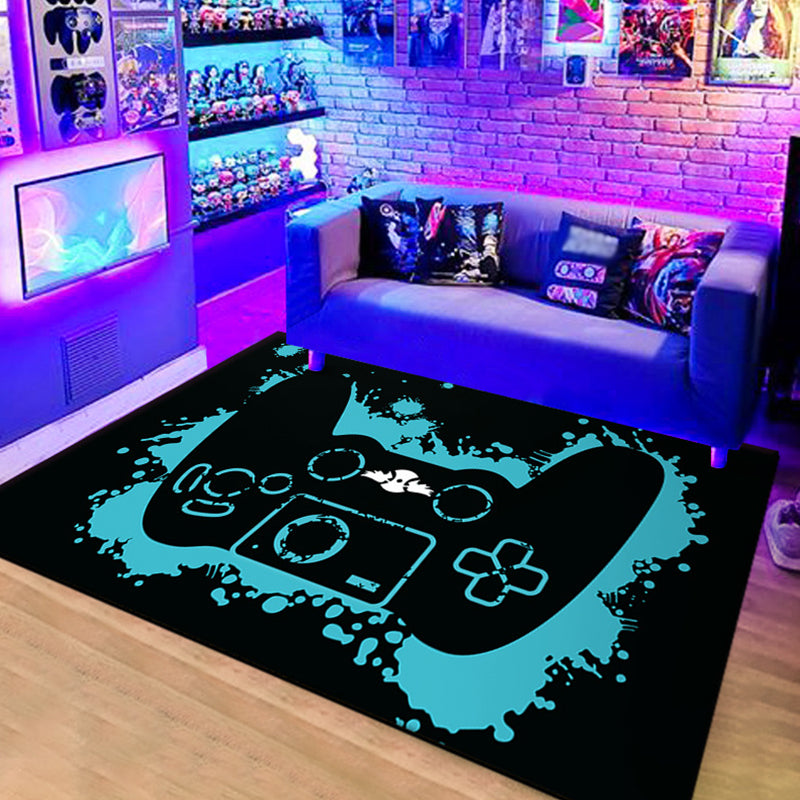 Calming Game Controller Print Rug Polyester Carpet Stain Resistant Area Rug for Living Room