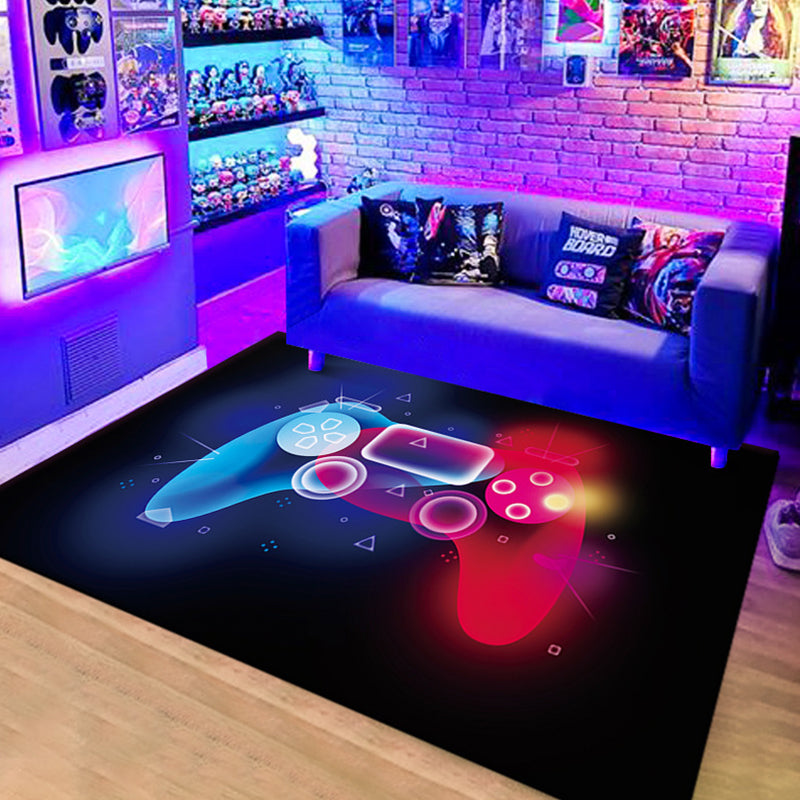 Calming Game Controller Print Rug Polyester Carpet Stain Resistant Area Rug for Living Room