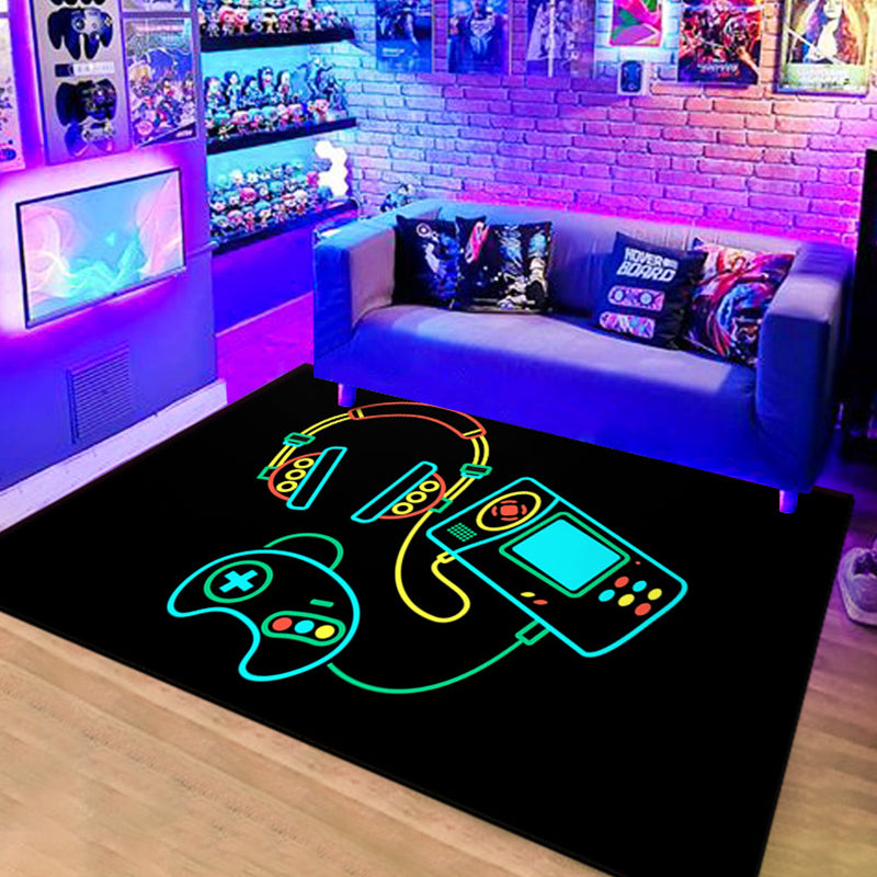 Calming Game Controller Print Rug Polyester Carpet Stain Resistant Area Rug for Living Room