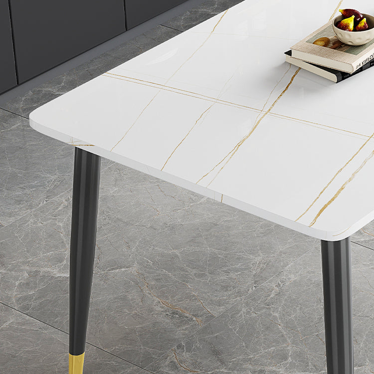 Industrial Kitchen Sintered Stone Top Dining Table Rectangle Dining Table with 4 Legs Base