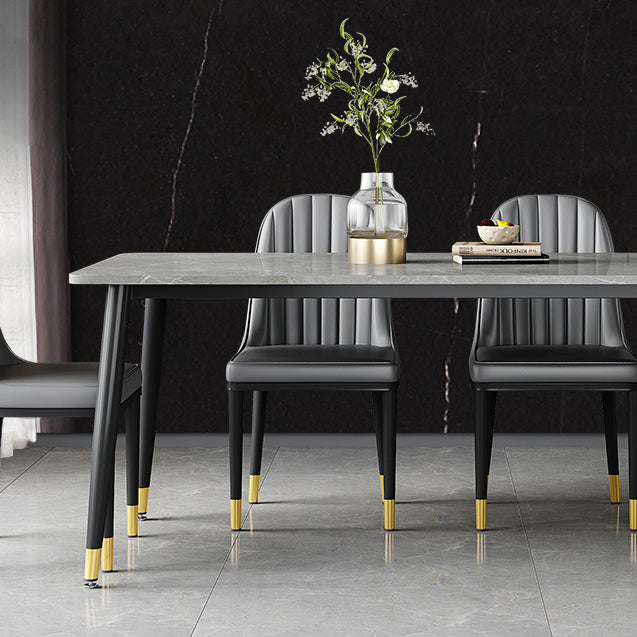 Industrial Kitchen Sintered Stone Top Dining Table Rectangle Dining Table with 4 Legs Base