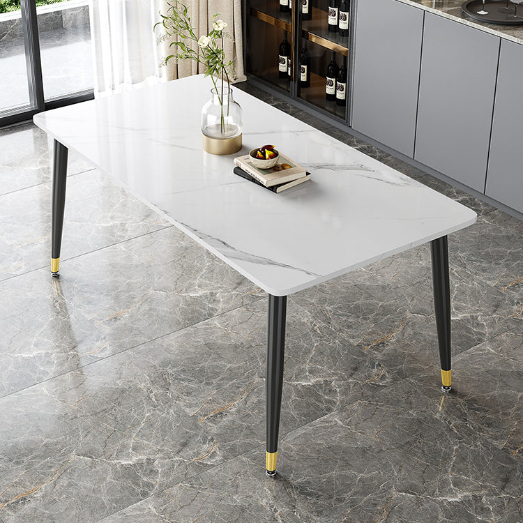 Industrial Kitchen Sintered Stone Top Dining Table Rectangle Dining Table with 4 Legs Base