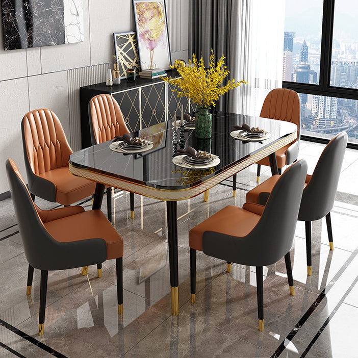Glam Rechteck Form Küche Esstisch Marmor Standard Esstisch mit 4 Beinbasis