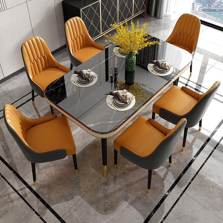 Glam Rechteck Form Küche Esstisch Marmor Standard Esstisch mit 4 Beinbasis