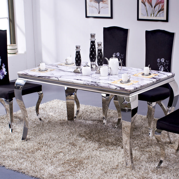 Rectangle Mid-Century Dining Table Four-Color Fixed Table for Dining Room